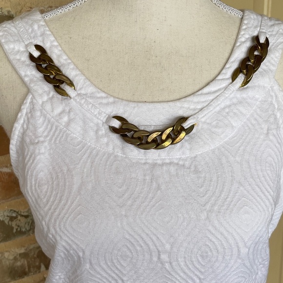 Bethany Bright White with Gold Details Halter Dress Size 12 - Picture 4 of 9